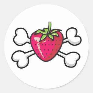 strawberry Skull and Crossbones Classic Round Sticker