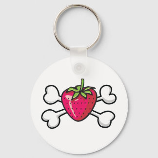 strawberry Skull and Crossbones Keychain