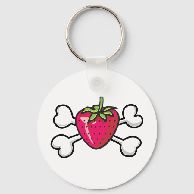 strawberry Skull and Crossbones Keychain (Front)