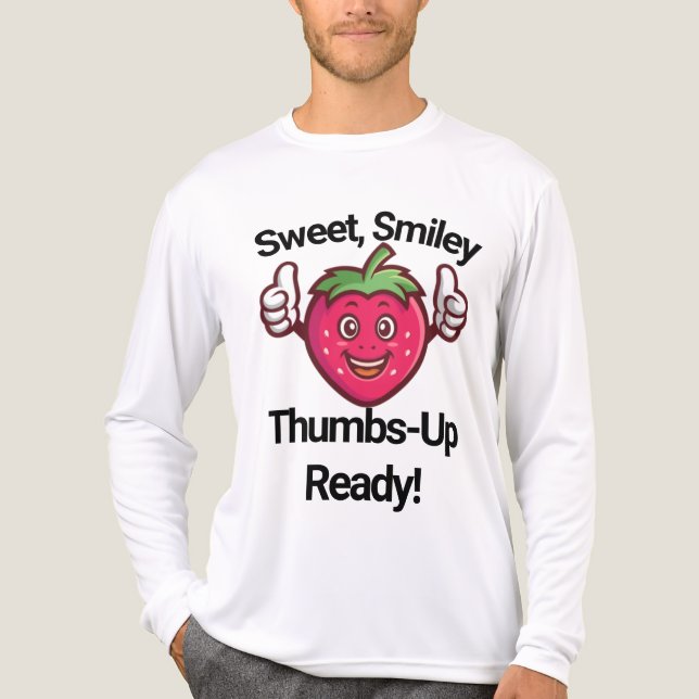 Strawberry Smiley Thumbs-Up Long Sleeve Shirt – Fr (Front)