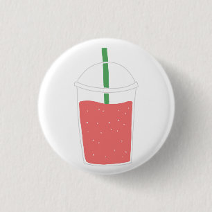 Strawberry Smoothie Iced Drink Lover Gift Button