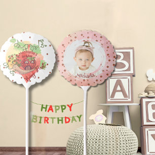 Strawberry Snail "Berry First" Birthday Balloon