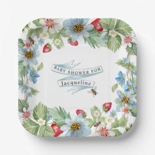 Strawberry So Berry Sweet Baby Boy to Bee Shower Paper Plates