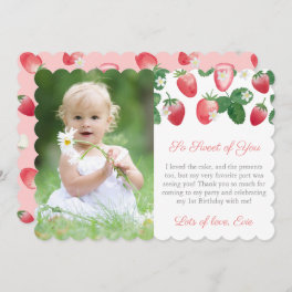 Strawberry So Sweet Of You Girl Birthday Picture Thank You Card