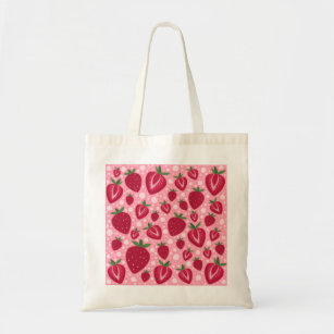 Kawaii Strawberry Pattern Tote Bag Borsa A Tracolla A Grande