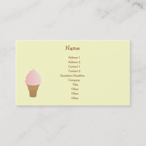 Customizable Strawberry Soft Serve Business Card Template