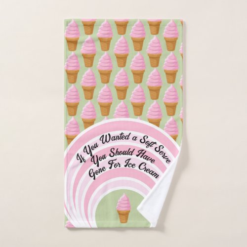 Strawberry Soft Serve Pickleball Sweet Pink Green  Hand Towel