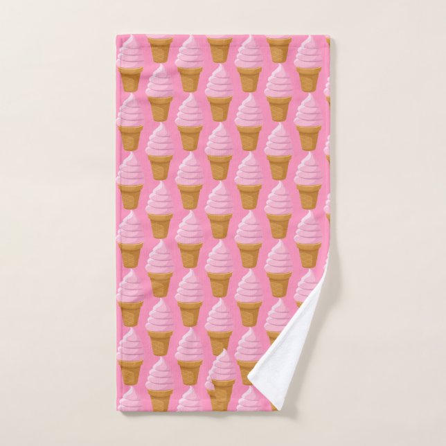 Strawberry Soft Serve Pickleball Sweet Pink Hand Towel (Hand Towel)