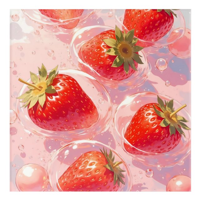 Strawberry Splash Acrylic Print (Front)