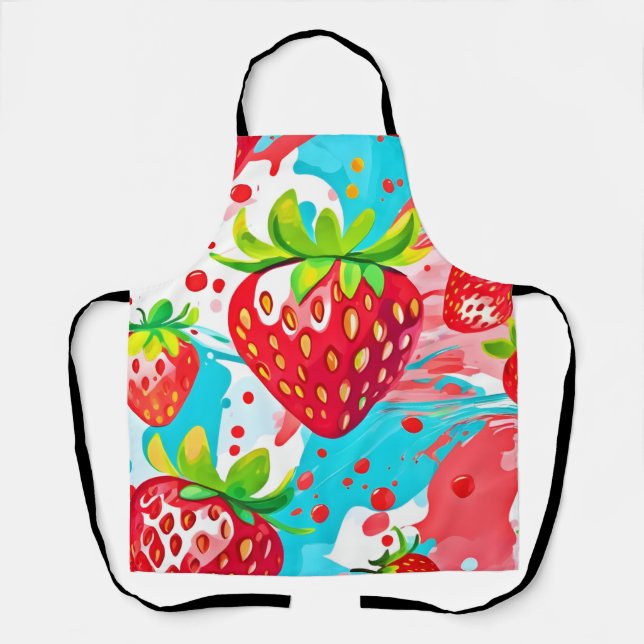 Strawberry Splash Pattern Apron (Front)