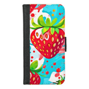 Strawberry Splash Pattern iPhone 8/7 Wallet Case