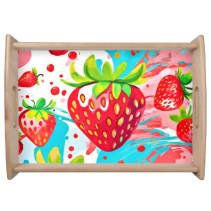 Strawberry Splash Pattern Serving Tray