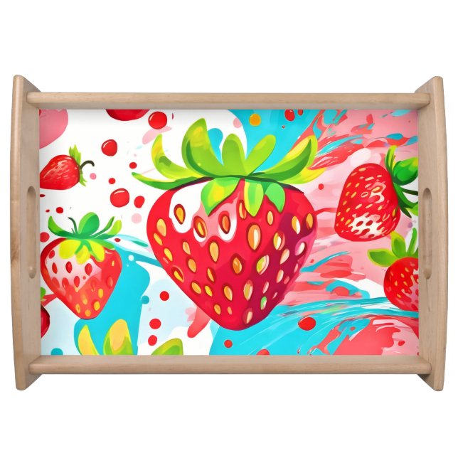 Strawberry Splash Pattern Serving Tray (Front)