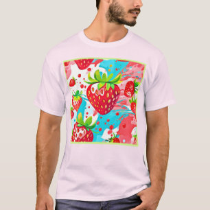 Strawberry Splash Pattern T-Shirt