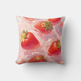 Strawberry Splash Throw Pillow