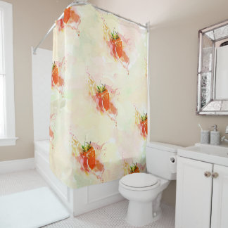 Strawberry Splash! Watercolor Shower Curtain