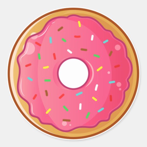 Strawberry Sprinkle Donut Classic Round Sticker