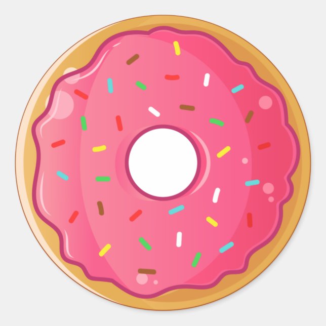 Strawberry Sprinkle Donut Classic Round Sticker (Front)