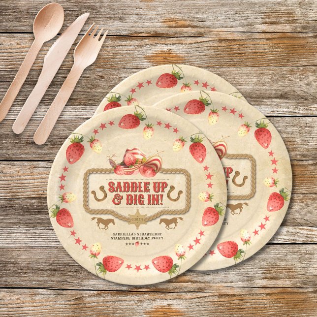 Strawberry Stampede Birthday  Paper Plates (Creator Uploaded)