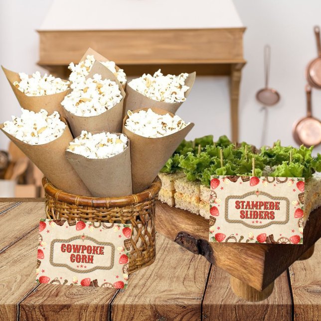 Strawberry Stampede Birthday Party Food Signs (Creator Uploaded)