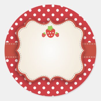 Strawberry Sticker Label by GirlyTemplate at Zazzle