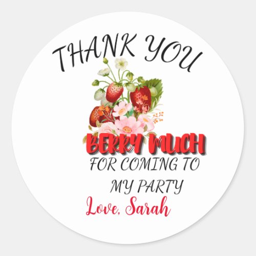 Strawberry Sticker Thank You Berry Much