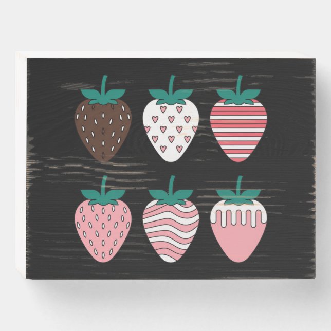 Strawberry Strawberries Fruit Lover Farmers Garden Wooden Box Sign (Front Horizontal)
