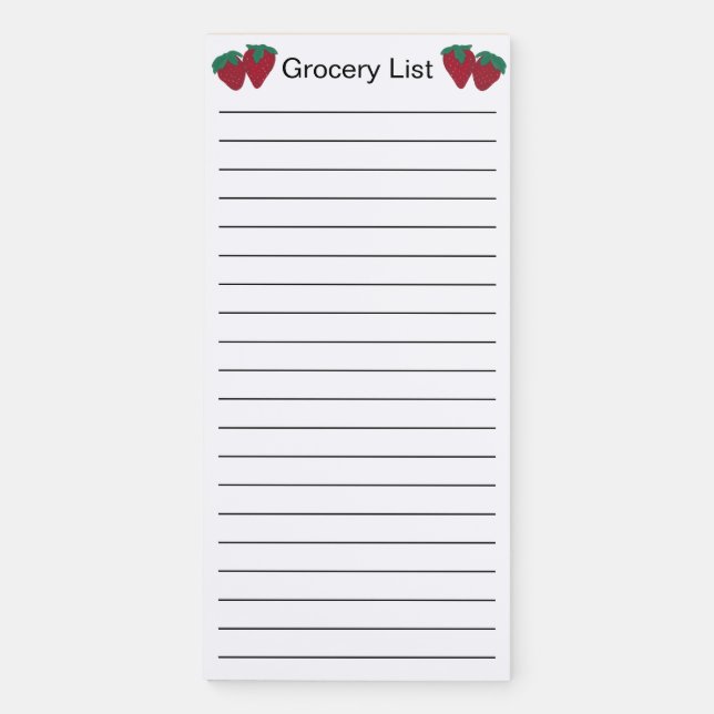 Strawberry Strawberries Grocery List Notepads (Front)
