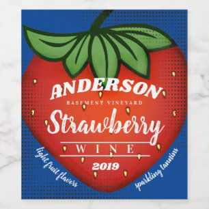 Strawberry strawberries homemade wine personalized label