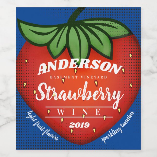 Strawberry strawberries homemade wine personalized wine label (Single Label)