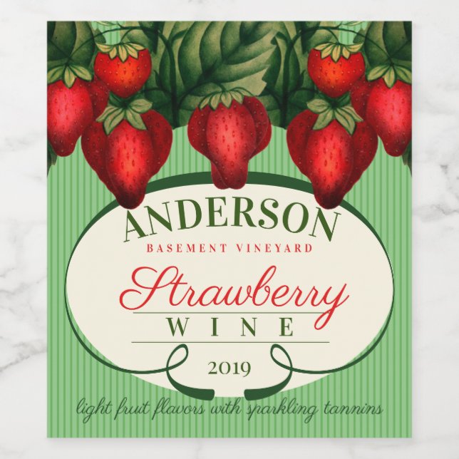 Strawberry strawberries homemade wine personalized wine label (Single Label)