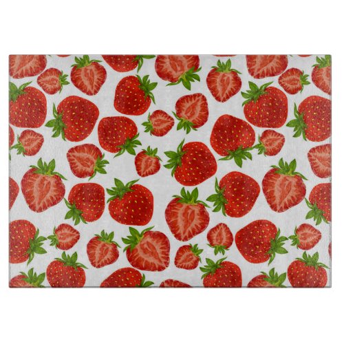 Strawberry Strawberries Red Pattern Cutting Board