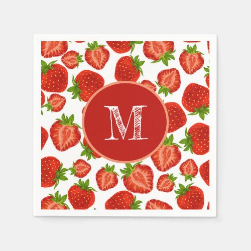 Strawberry Strawberries Red Pattern Napkins