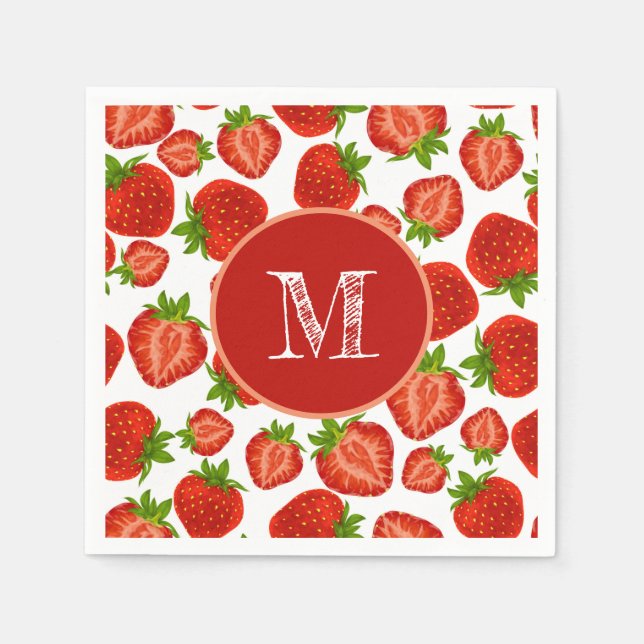 Strawberry Strawberries Red Pattern Napkins (Front)