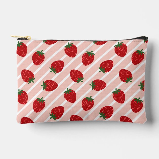 Strawberry Stripe Delight Accessory Pouch (Front)