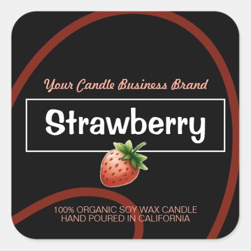 Strawberry Style Modern Soy Candles Labels Black