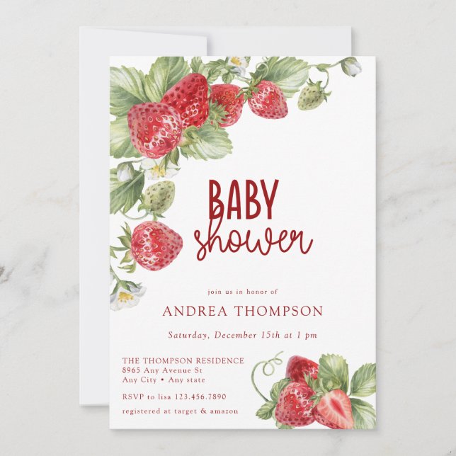 Strawberry | Summer Baby Shower Invitation (Front)