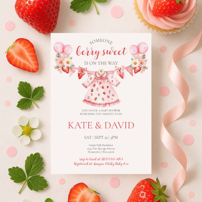 Strawberry Summer Baby Shower Invitation (Creator Uploaded)