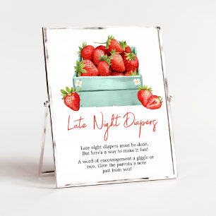 Strawberry Summer Baby Shower Late Night Diapers Poster