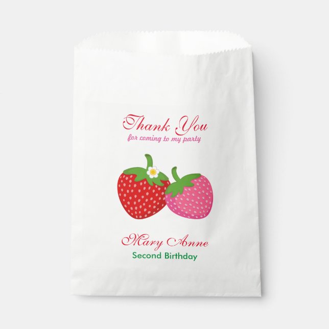 Strawberry Summer Birthday Baby Shower Favor Bag (Front)