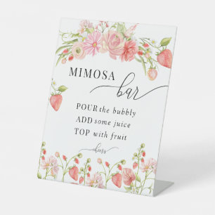 Strawberry Summer Bridal Shower Bar Pedestal Sign
