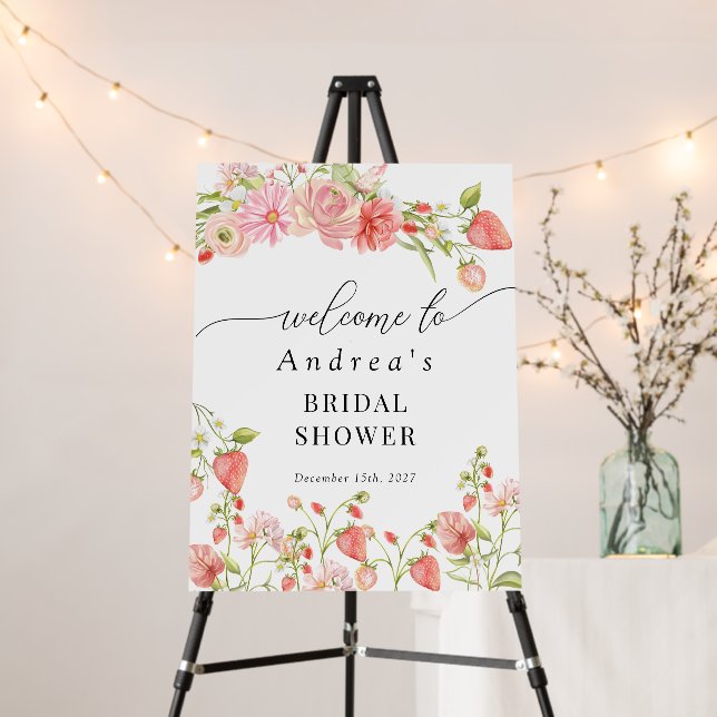 Strawberry | Summer Bridal Shower Welcome Sign (In Situ (Stand))
