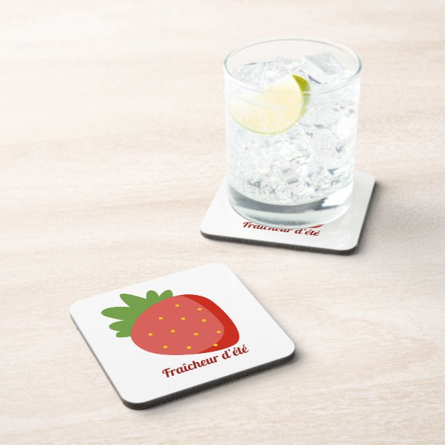 Strawberry Summer Freshness Beverage Coaster (Right Side)