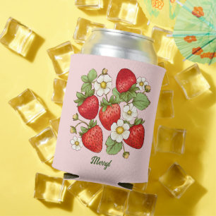 Strawberry summer fruit customized name can cooler