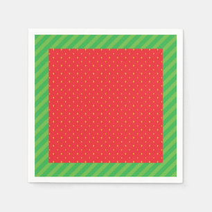 Strawberry summer fruit red and green napkins