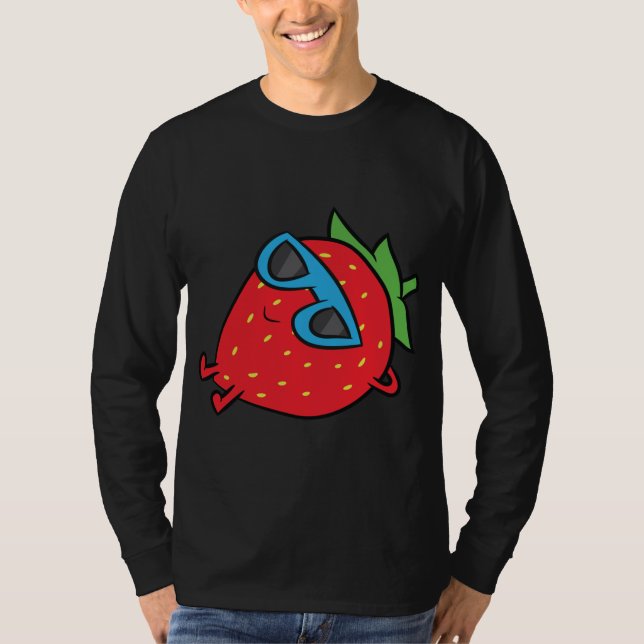 Strawberry Summer Fruit Sunglasses Strawberry T-Shirt (Front)