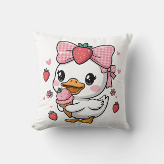 Strawberry Summer Goose Throw Pillow
