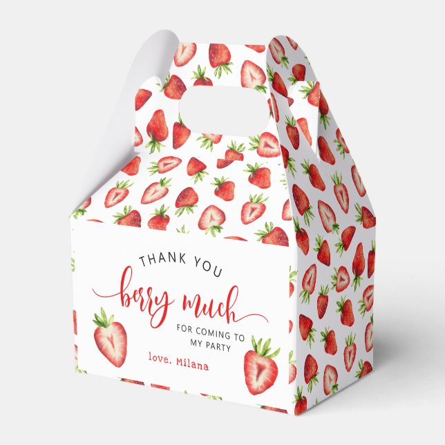 Strawberry Summer Party Favor Boxes (Front Side)