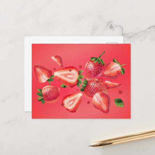 Strawberry Summer Postcard (Front/Back In Situ)