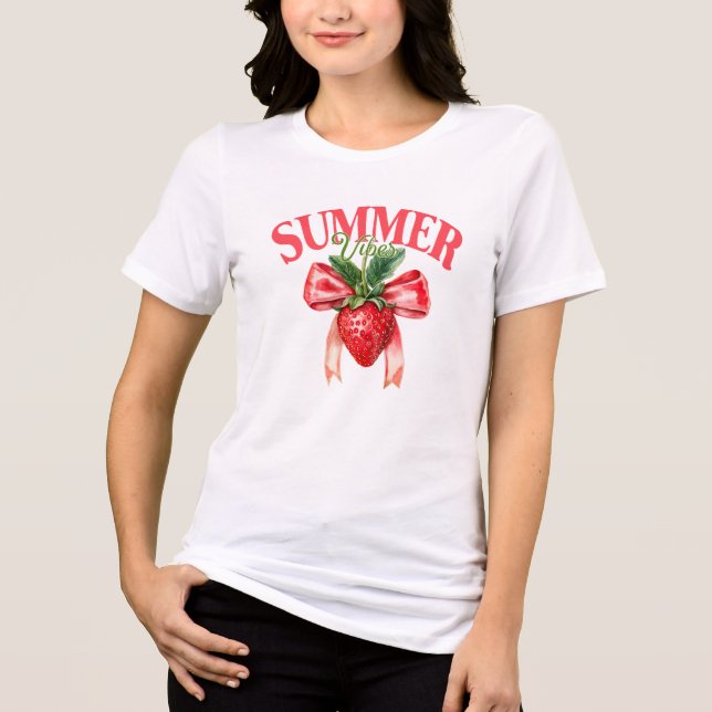 Strawberry Summer Vibes  Tri-Blend Shirt (Front)